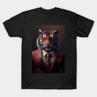 Adorable Tiger Wearing a Suit: Cute Wildlife Animals T-Shirt